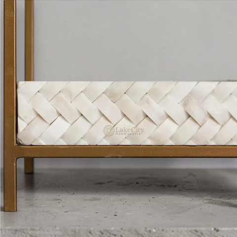 Nora Herringbone Bone Inlay Bedside | Luxury Night Tables | Buy Bedside Tables