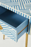 Optical Bone Inlay 1 Drawer Bedside Sky Blue 4