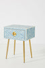 Optical Bone Inlay 1 Drawer Bedside Sky Blue 2