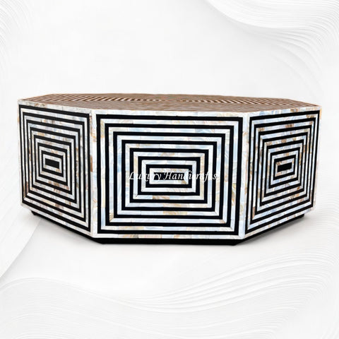 Octagonal MOP Inlay Coffee Table Black 2