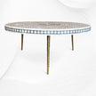 Opal Bone Inlay Round Coffee Table Floral Grey 2