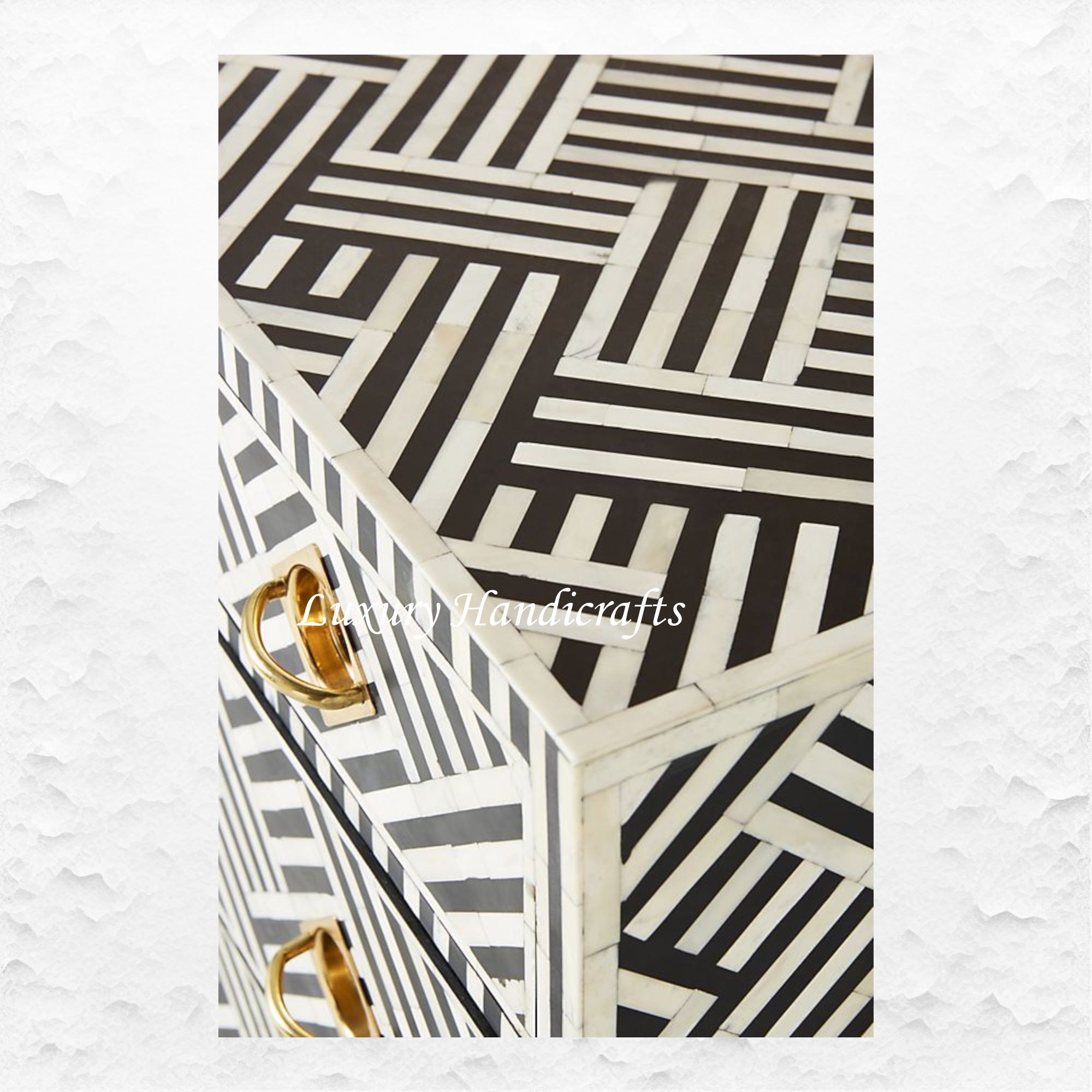 Optical Bone Inlay 3 Drawer Chest Black 3