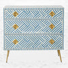 Optical Bone Inlay 3 Drawer Chest Blue 1