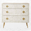 Optical Bone Inlay 3 Drawer Chest White 1