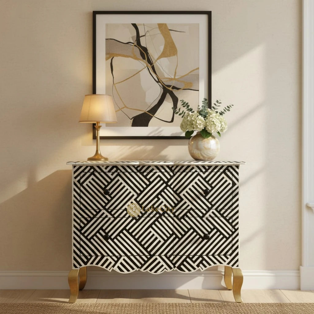 Optical Estelle Bone Inlay 2 Drawer Chest Black | Bone Inlay Dresser