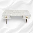 Optical MOP Inlay Desk 2 Drawers White 3