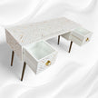 Optical MOP Inlay Desk 2 Drawers White 2