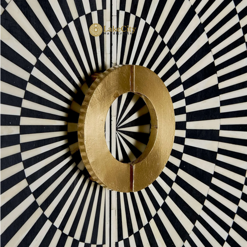 Pedestal Fan Brass Inlay Bar Cabinet