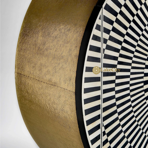 Pedestal Fan Brass Inlay Bar Cabinet