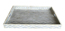 Grey Rectangle Chevron Pattern Bone Inlay Tray 3