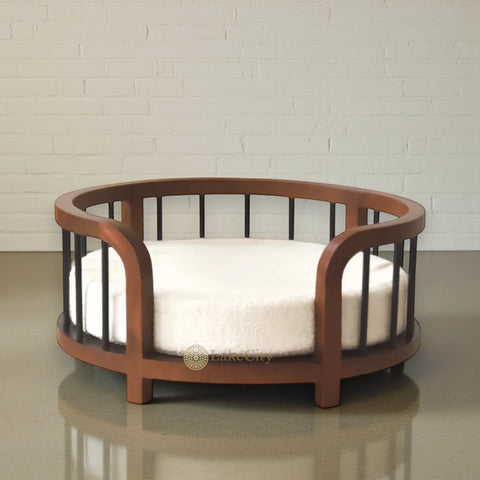 Poppy Premium Home Pets Sleeping Open Round Bed Brown