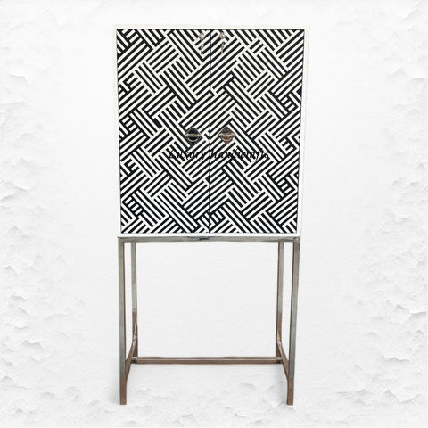 Resin Inlay Optical Bar Cabinet Black 5