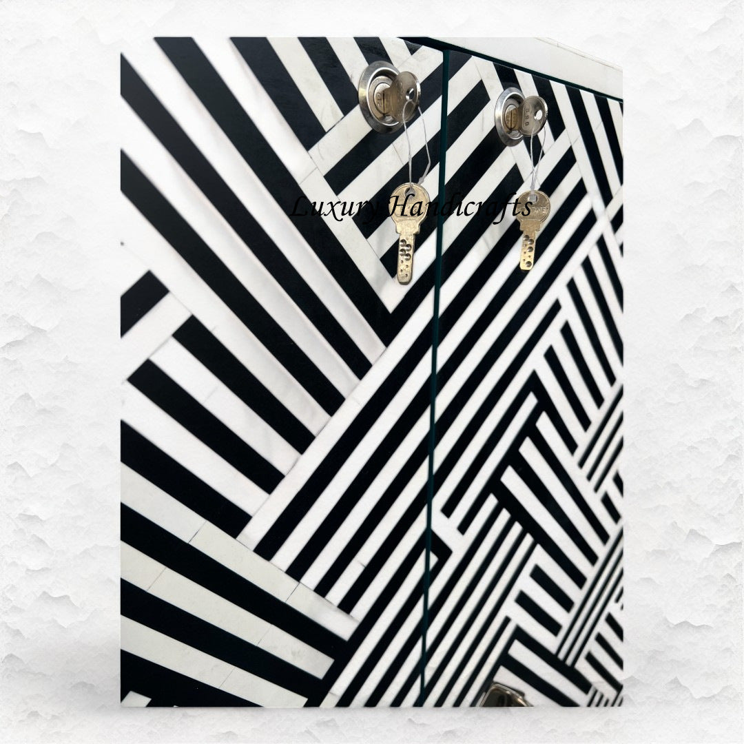 Resin Inlay Optical Bar Cabinet Black 4