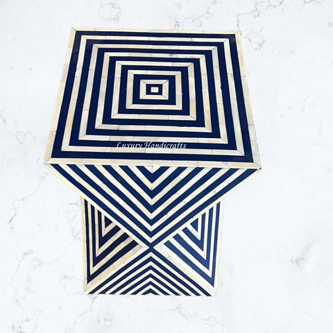 Riley Bone Inlay Side Table Blue 2