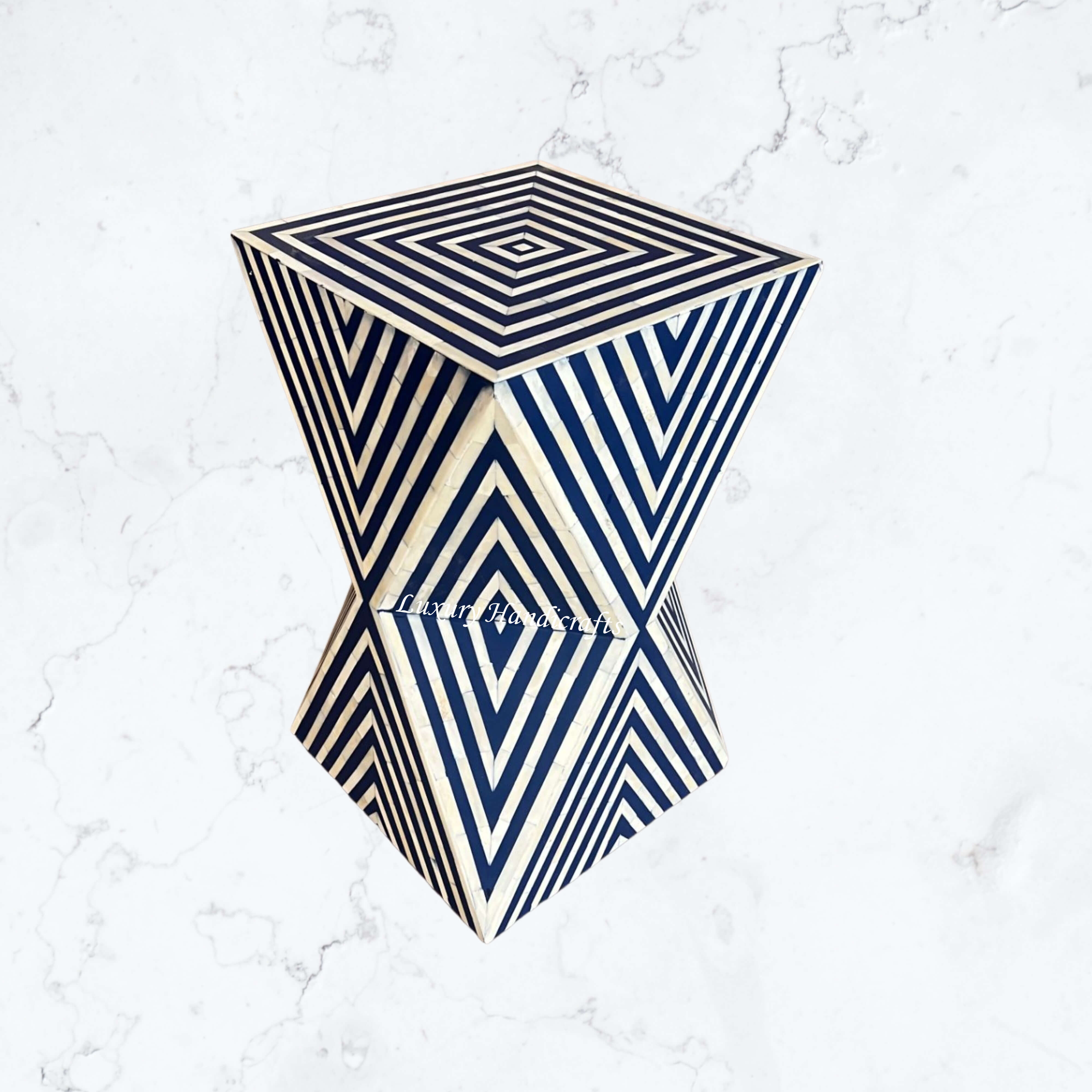 Riley Bone Inlay Side Table Blue 1