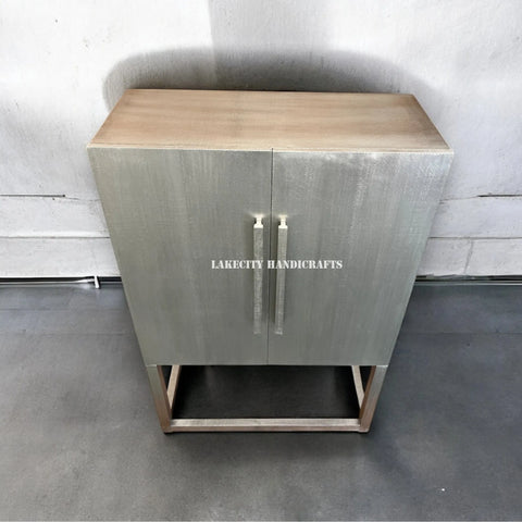 German Silver Hammered Bar Cabinet