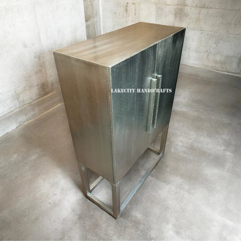 German Silver Hammered Bar Cabinet