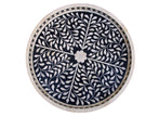 Small Round Bone Inlaid Tray Floral Design Black 2