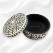 Round Bone Inlay Floral Box Black 4