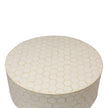 Bone Inlaid Round Coffee Table Honeycomb White 3