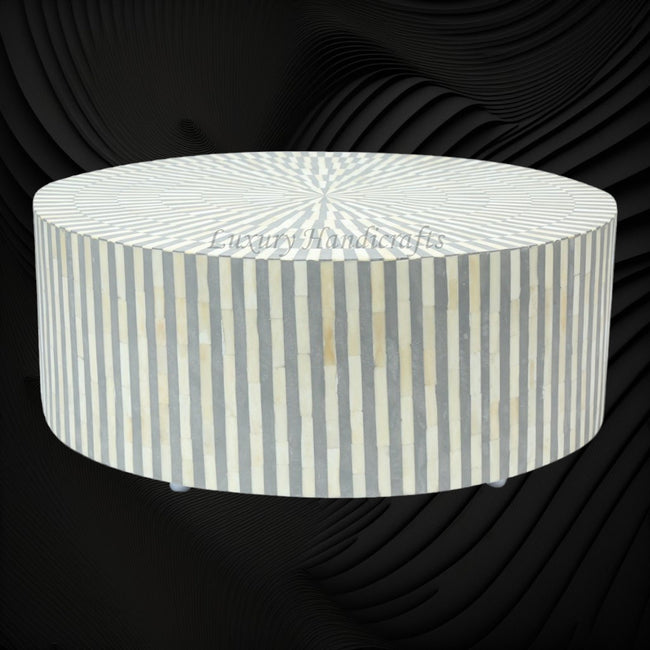 Bone Inlay Illusion Stripe Center Table Grey 1