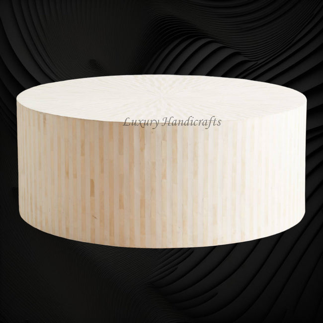 Bone Inlay Illusion Stripe Center Table White 1