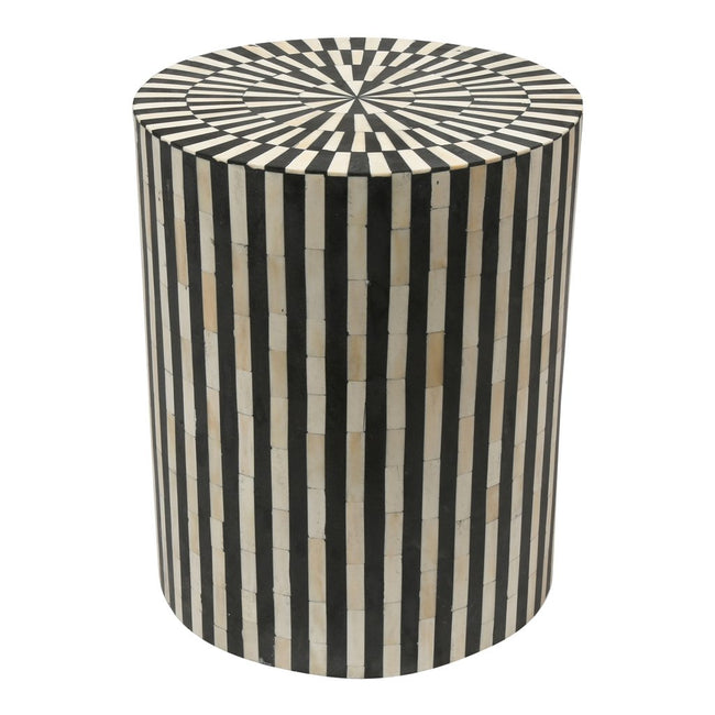 Bone Inlay Illusion Stripe Side Table Black 1