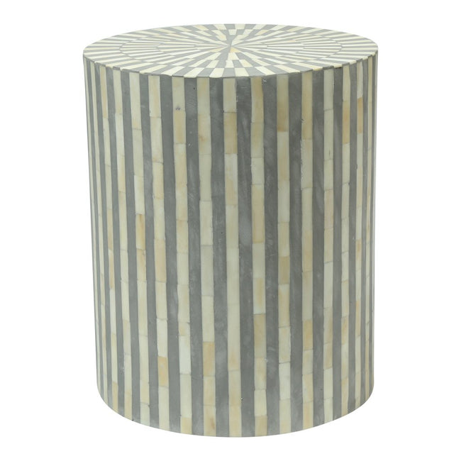 Bone Inlay Illusion Stripe Side Table Grey 1