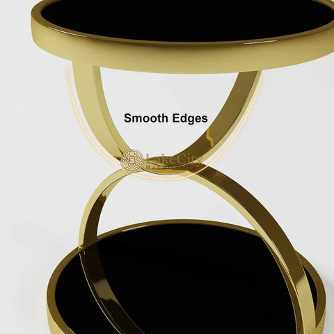 Round Tempered Glass Gold Side Table | Round Tempered Glass Gold End Table