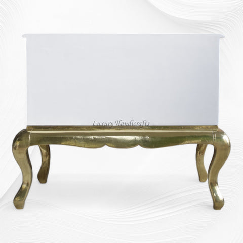 Royal Mother Of Pearl Inlay Floral Design 2 Drawers Chest White