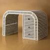  Rue Bone Inlay Waterfall 3 Drawers Desk Black