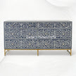 Scroll Vine Bone Inlay 6 Drawer Dresser Blue 1