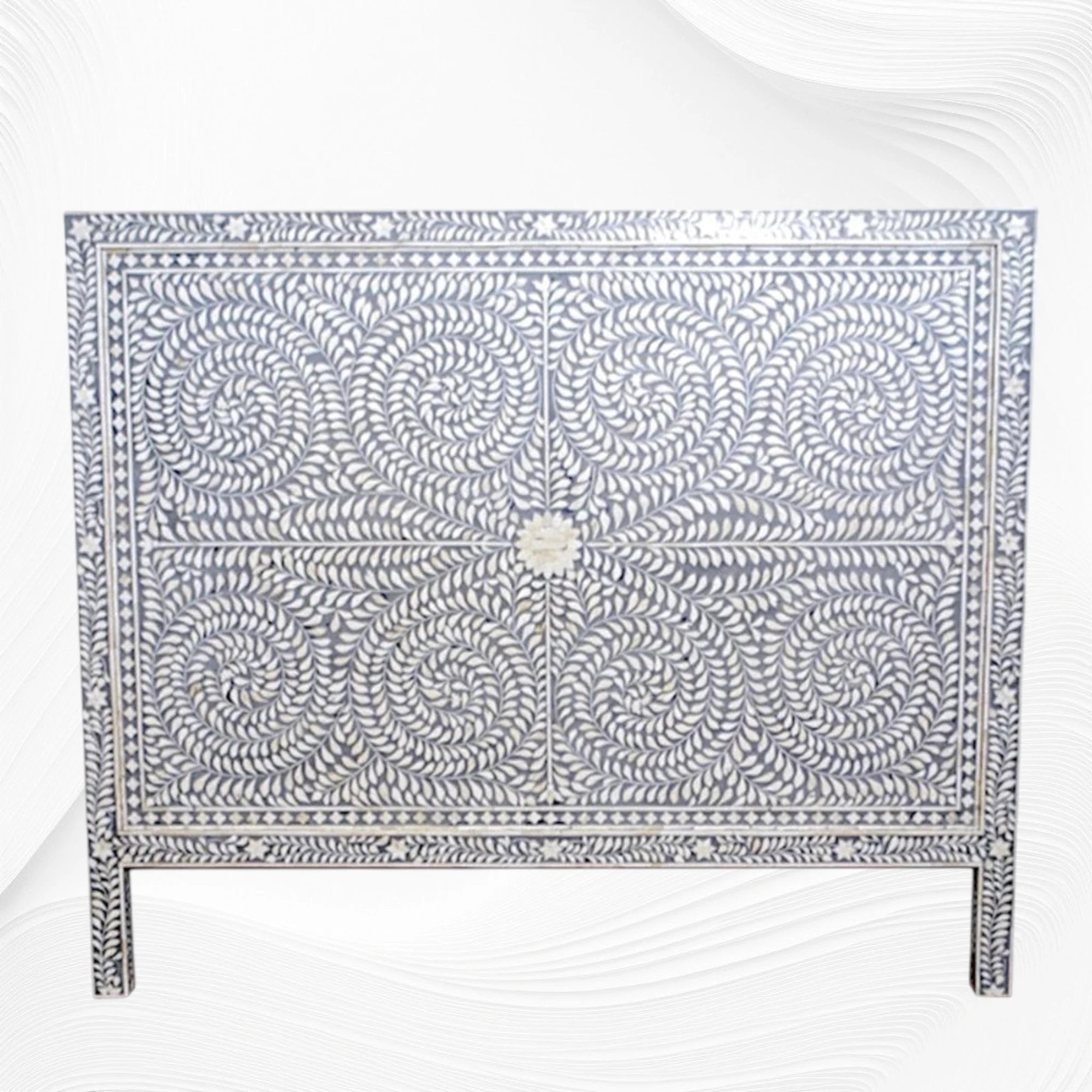Bone Inlay Scroll-vine Headboard Sage Green