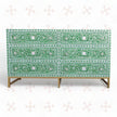 Scroll Vine MOP Inlay 6 Drawer Dresser Green 6