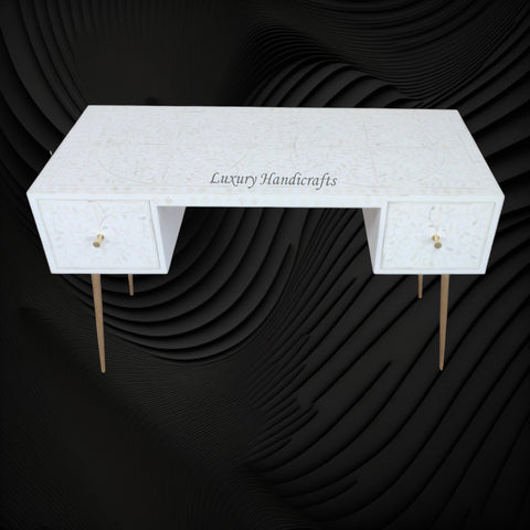 Scroll Vine Desk and Side Table Combo White 6