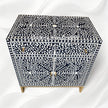 Scroll Vine Bone Inlay Entryway Cabinet Navy Blue 2