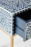 Scroll Vine Bone Inlay Nightstand Blue 3