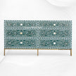 Scroll Vine MOP Inlay 6 Drawer Dresser Teal Green 5