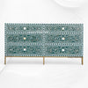 Scroll Vine MOP Inlay 6 Drawer Dresser Teal Green 5