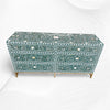 Scroll Vine MOP Inlay 6 Drawer Dresser Teal Green 4