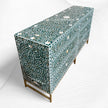 Scroll Vine MOP Inlay 6 Drawer Dresser Teal Green 1