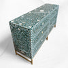Scroll Vine MOP Inlay 6 Drawer Dresser Teal Green 1
