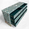Scroll Vine MOP Inlay 6 Drawer Dresser Teal Green 2