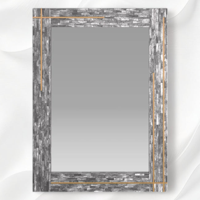 Stella Colored Bone and Brass Inlay Mirror Grey 1