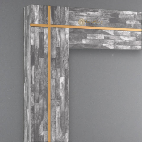 Stella Colored Bone and Brass Inlay Mirror Grey