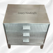 Stripe Silver Metal 3 Drawer Bedside 2