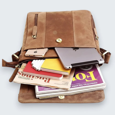 Stylish Spacious Genuine Leather Sling Bag for Men/Women Tan Hunter