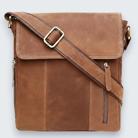 Stylish Spacious Genuine Leather Sling Bag for Men/Women Tan Hunter