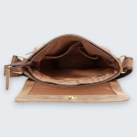 Stylish Spacious Genuine Leather Sling Bag for Men/Women Tan Hunter