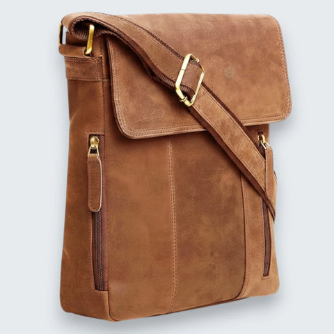 Stylish Spacious Genuine Leather Sling Bag for Men/Women Tan Hunter